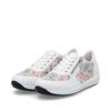 Rieker Laced Trainer With Side Zip - White Combi